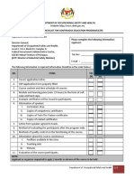 Department of Occupational Safety and Health Approval Checklist For Continuous Education Program (Cep)