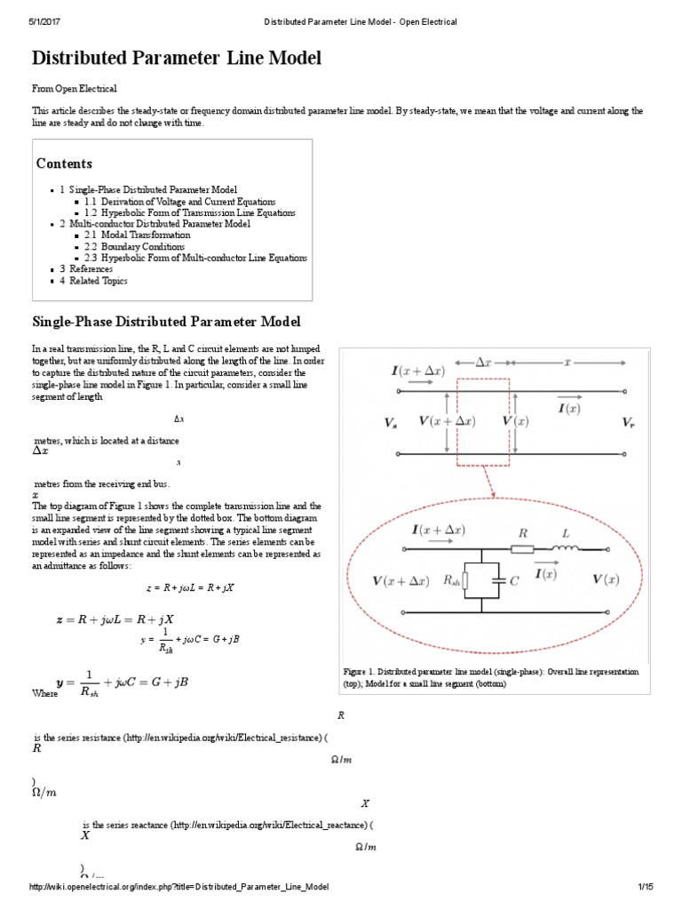 Distributed Parameter Line Model - Open Electrical | PDF | Eigenvalues ...