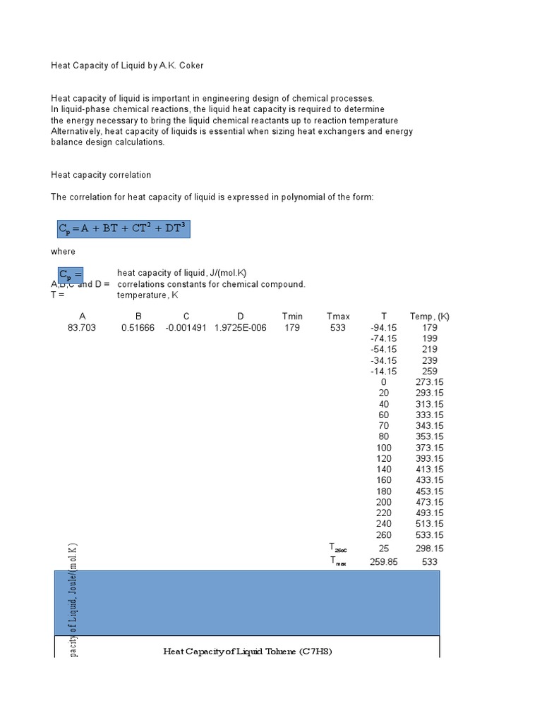 Heat Capacity of Liquids in Engineering | PDF | Heat Capacity | Heat
