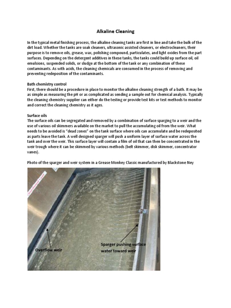 Alkaline Cleaning Bath Chemistry Control PDF Filtration