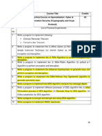 Course Code Course Title Credits PSCSP4022 Practical Course On Specialization: Cyber & Information Security (Cryptography and Crypt Analysis) 02