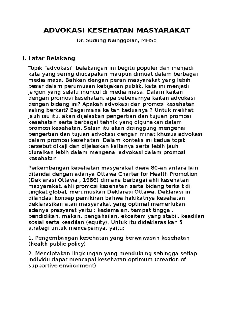 Contoh Advokasi Kesehatan - Homecare24