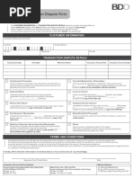 Cardholder Transaction Dispute Form: Customer Information