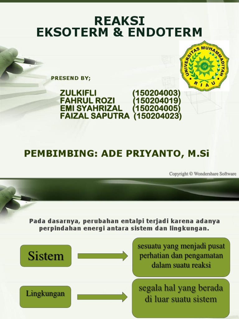 Tugas Kimia Fisika Reaksi Eksoterm Endoterm