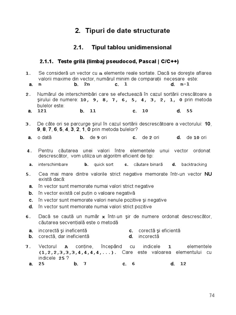 2.1. Tablou Unidimensional | PDF