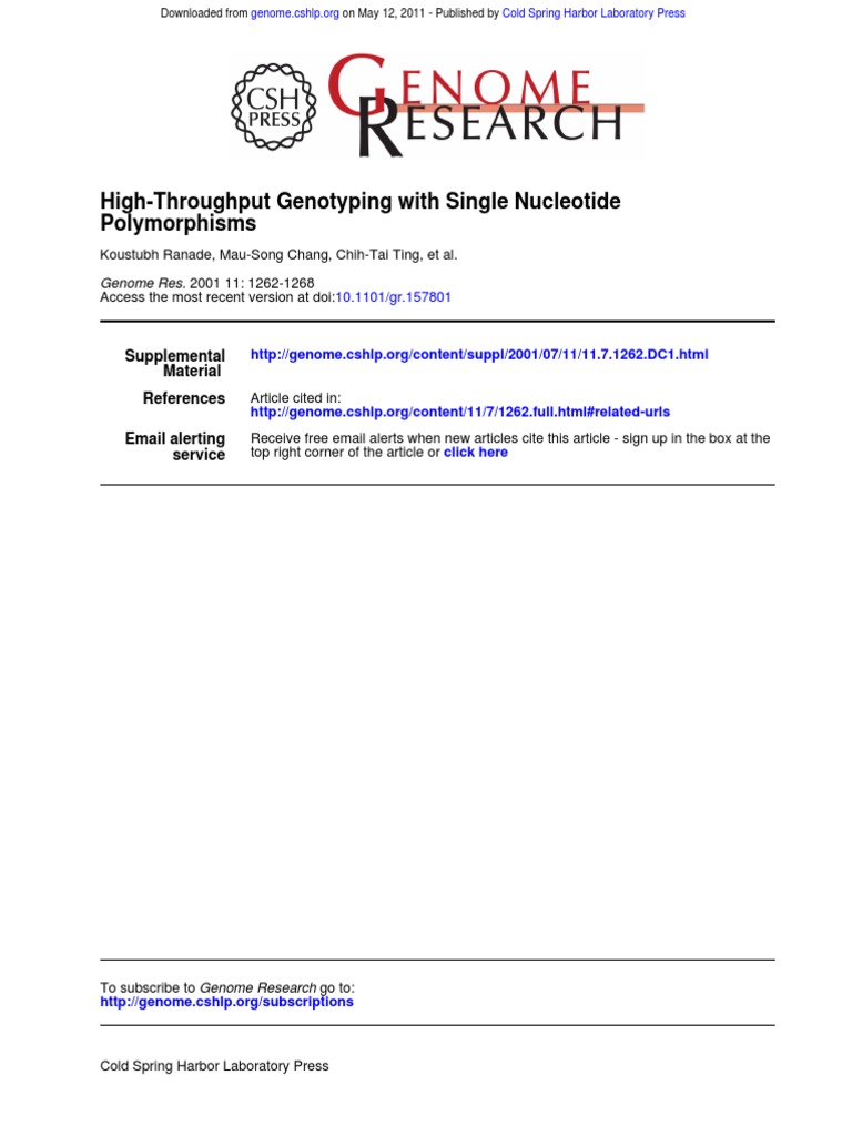 High Throughput Genotyping | PDF | Single Nucleotide Polymorphism ...