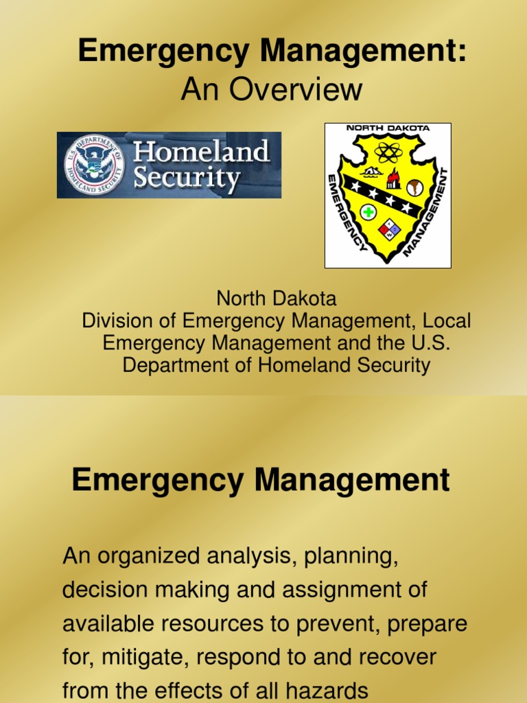 Emergency Management An Overview Emergency Management Emergency