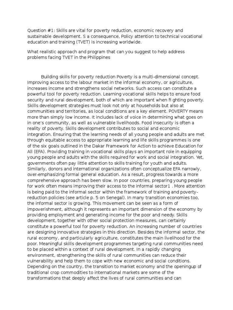 Exam | PDF | Vocational Education | Poverty Reduction