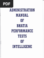 Download ADMINISTRATIVE MANUAL Bhatia Battery of Performance Intelligence Test  by Vedic TS SN350324190 doc pdf