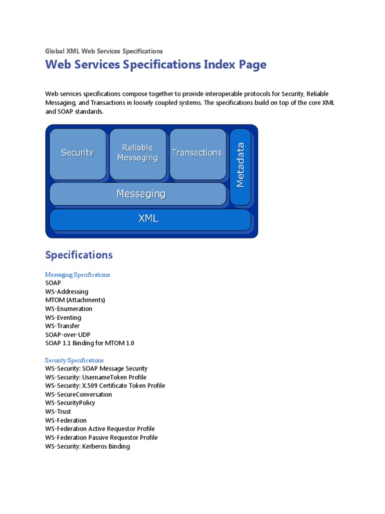 Web Services Specifications Overview | PDF | Computers