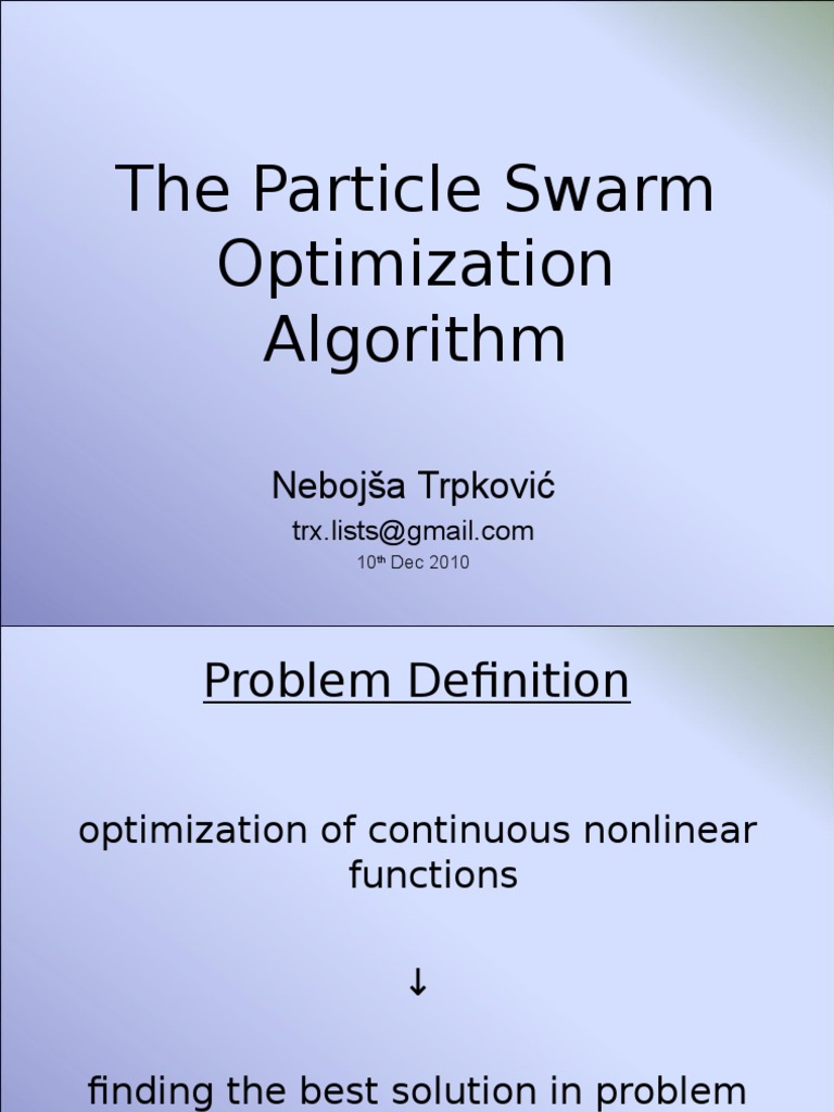 The Particle Swarm Optimization Algorithm | PDF | Theoretical Computer ...