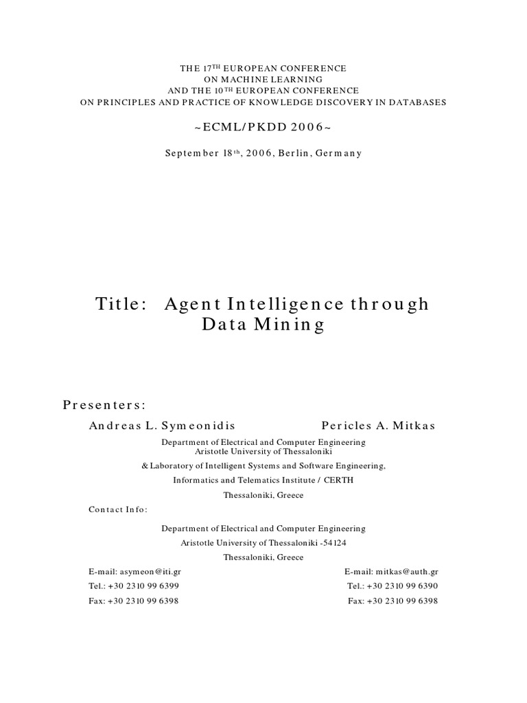Agent Intelligence Through DM | PDF | Data Mining | Machine Learning