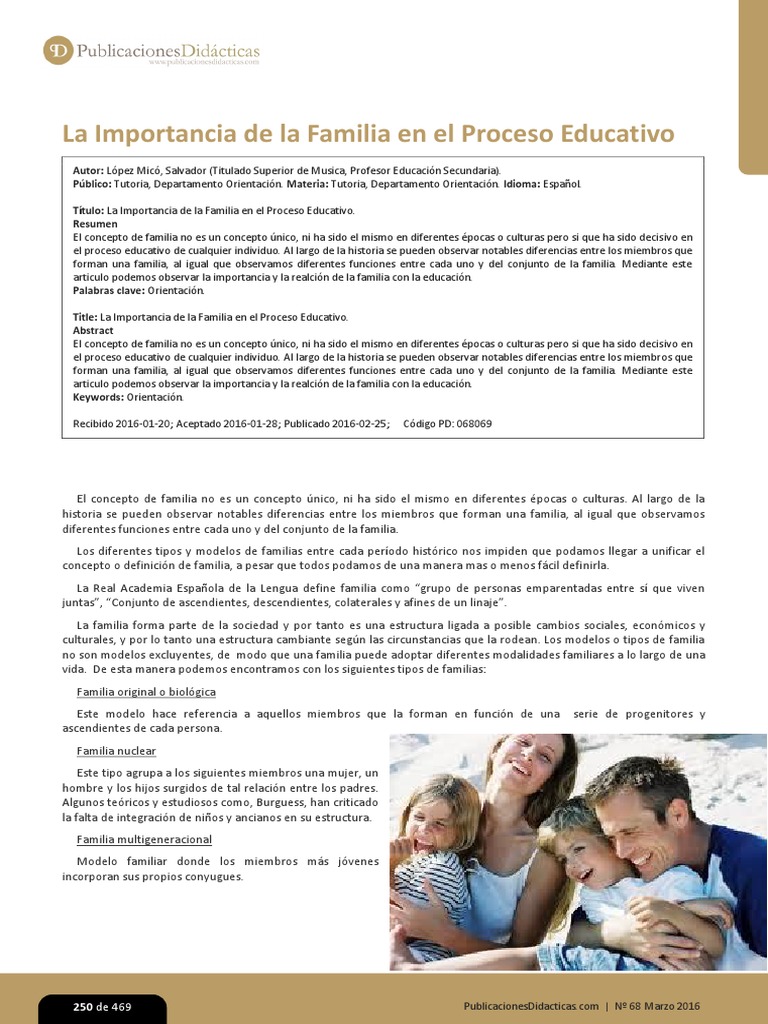 La Importancia de La Familia en El Proceso Educativo | PDF | Familia ...