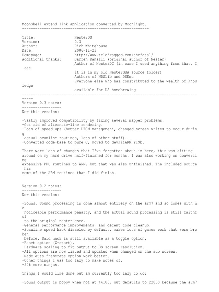 Nes - Nesterds Readme | PDF | Computers | Technology & Engineering