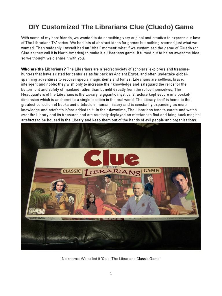 DIY The Librarians Clue Game PDF Libraries