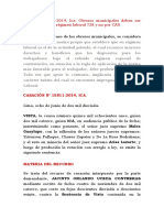 Casación 15811-2014 Ica Obreros Municipales Deben Ser Contratados Bajo Regimen Laboral 728 y No Por CAS