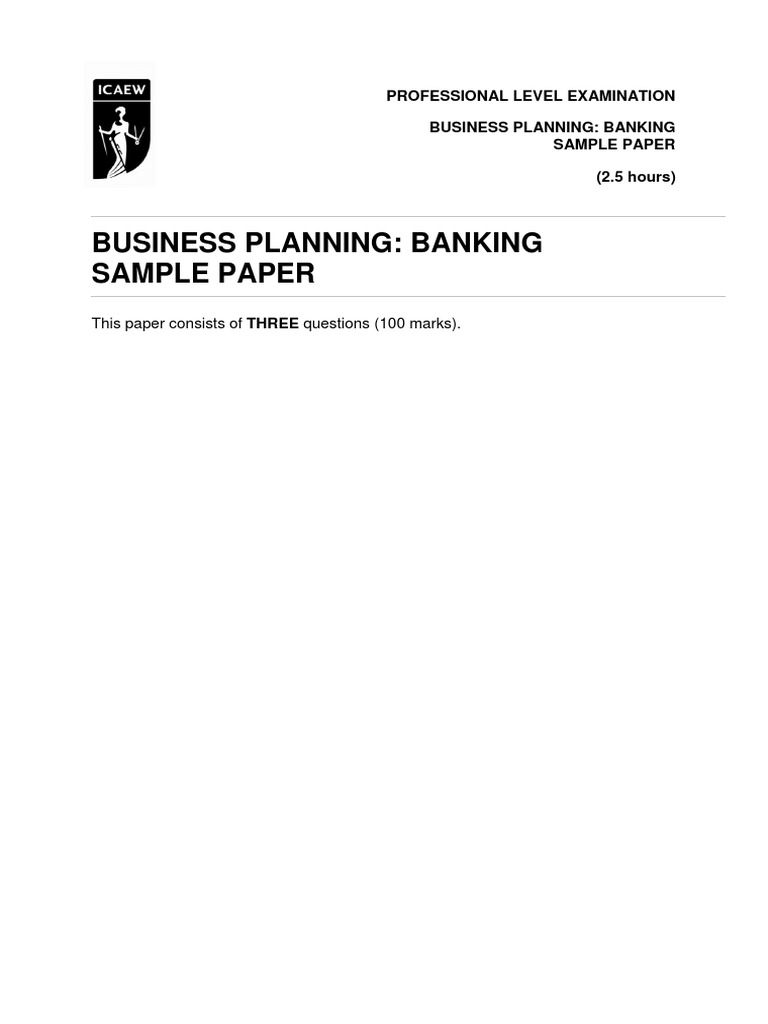 Business Planning Banking Sample Paper PDF Revenue Expense