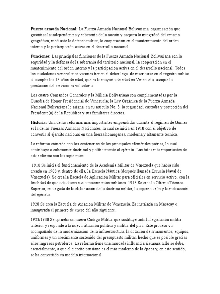Estructura y Funciones de la FANB | PDF | Venezuela | Militar