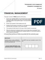 Financial Management: Professional Level Examination Wednesday 9 December 2015 (2 Hours)