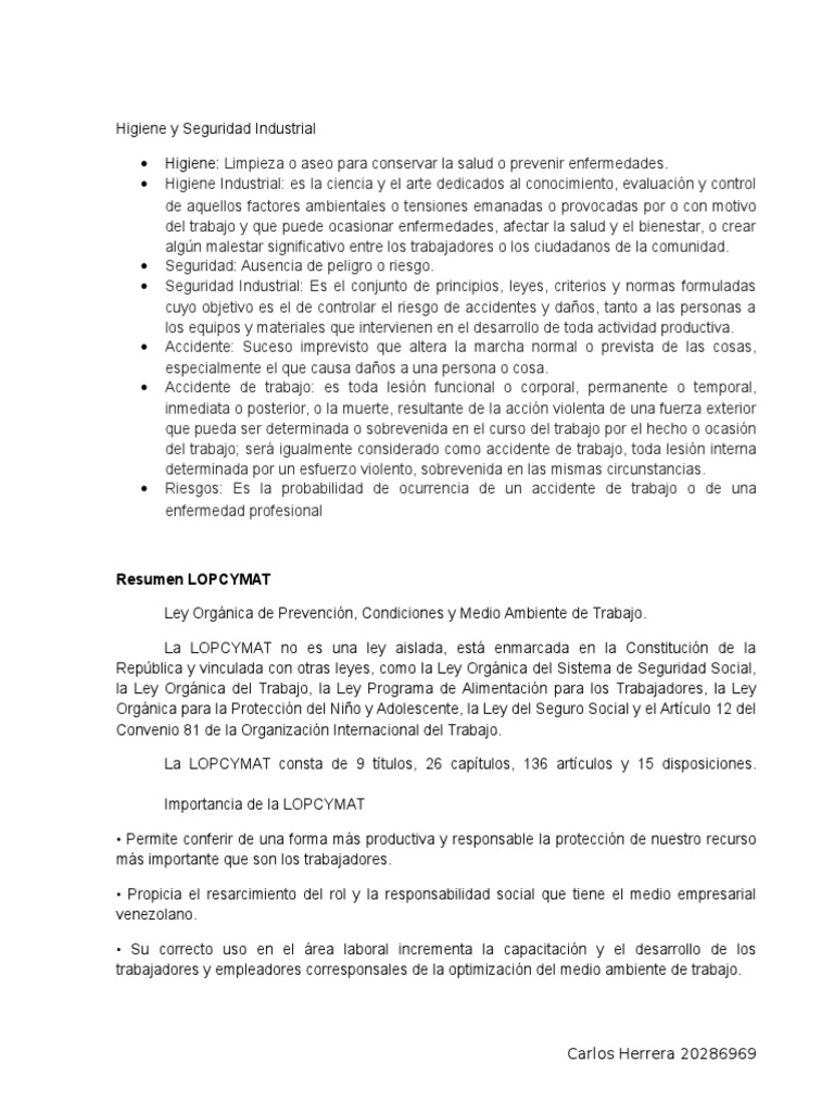 Higiene y Seguridad Industrial | PDF | Derecho laboral | Salud y bienestar