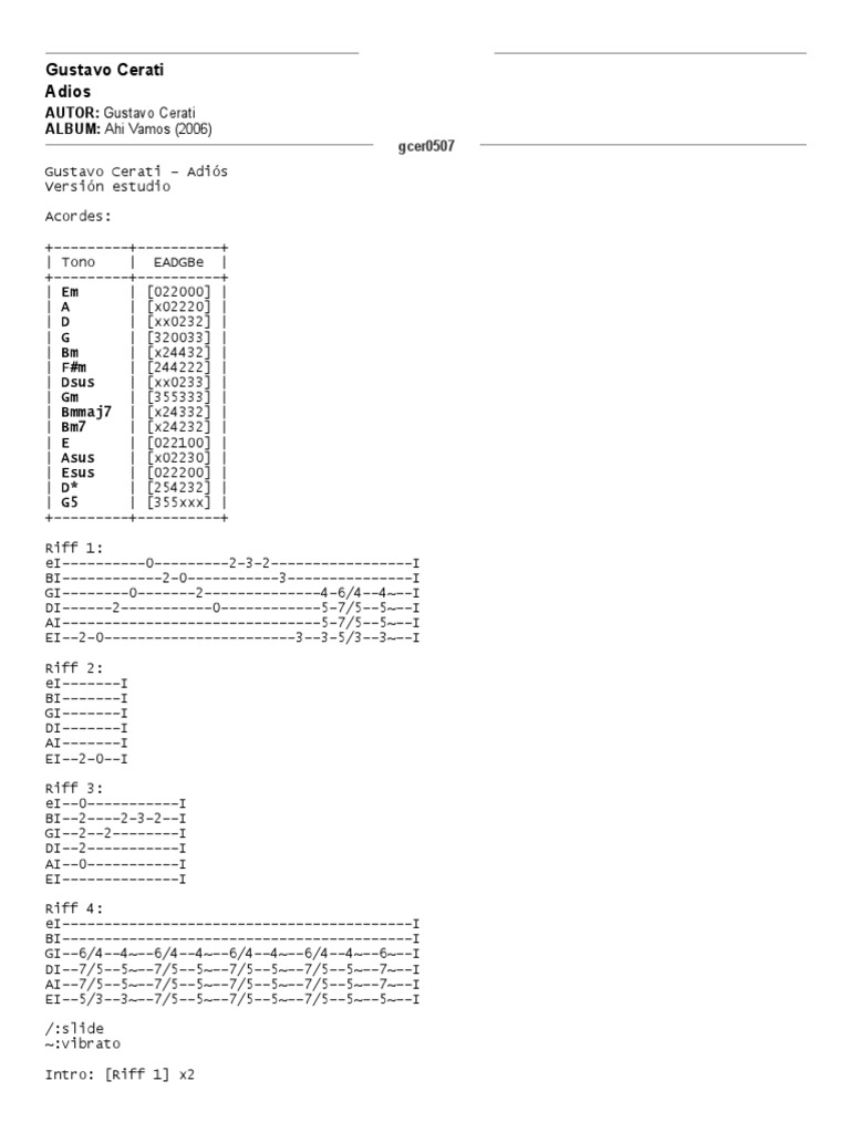 Acordes y letra de 