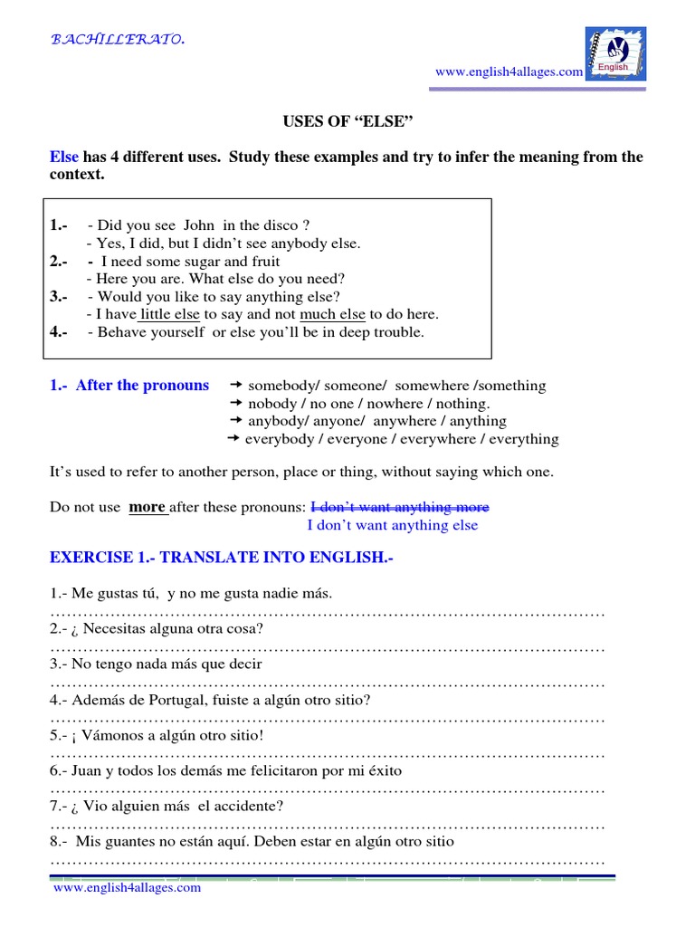 Usos del "else" en inglés | PDF | Onomástica | Semiótica