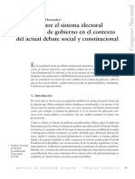 Relación Entre El Sistema Electoral y El Sistema de Gobierno en El Actual Debate Social y Constitucional