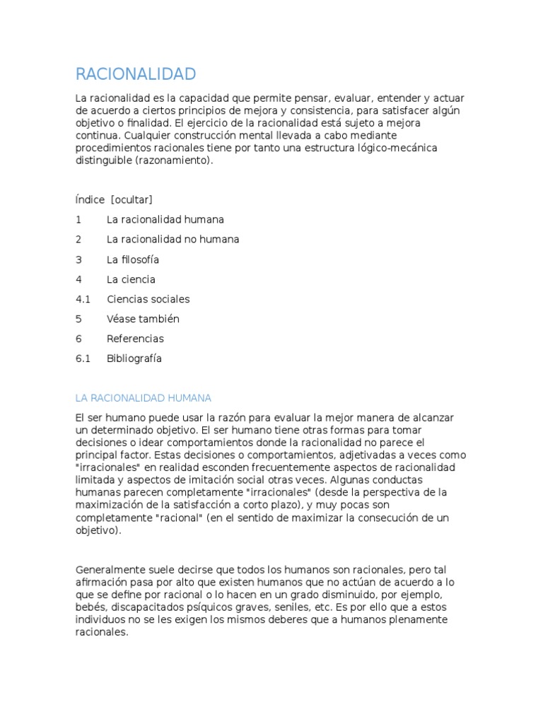 RACIONALIDAD PDF Racionalidad Metafísica de la mente