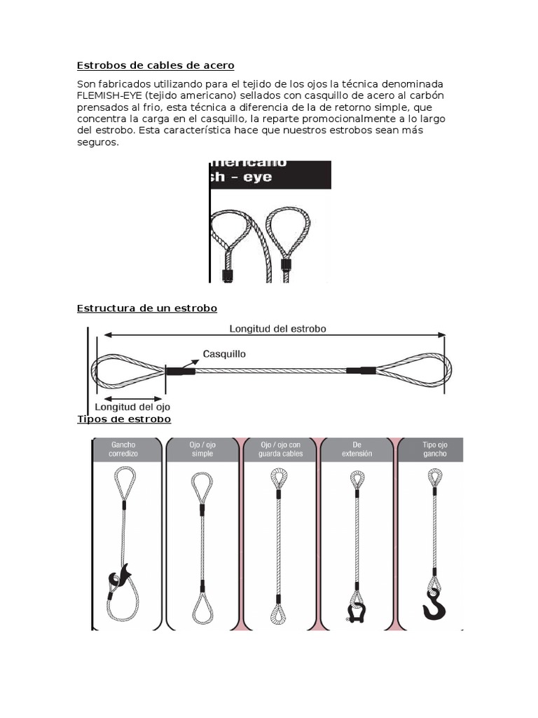 Tipos y características de estrobos de acero | PDF