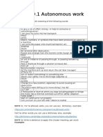 Lesson 9.1 Autonomous Work: NOTE 1: For He Phrasal Verbs, You Can Use Any Dictionary, Example