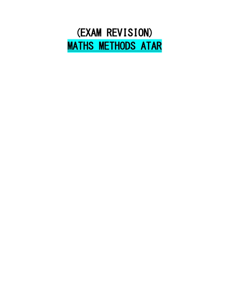 Maths Methods ATAR Exam Revision Guide | PDF
