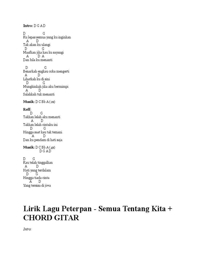Lirik Kunci Gitar Yang Terdalam