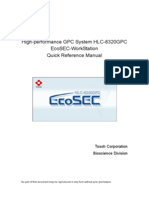 Tosoh Ecosec Hlc-8320 Gpc User Manual