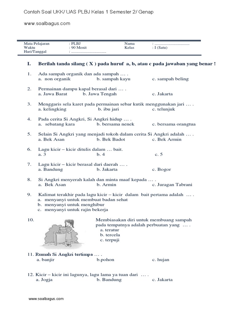 Soal Ukk Plbj Kelas 1