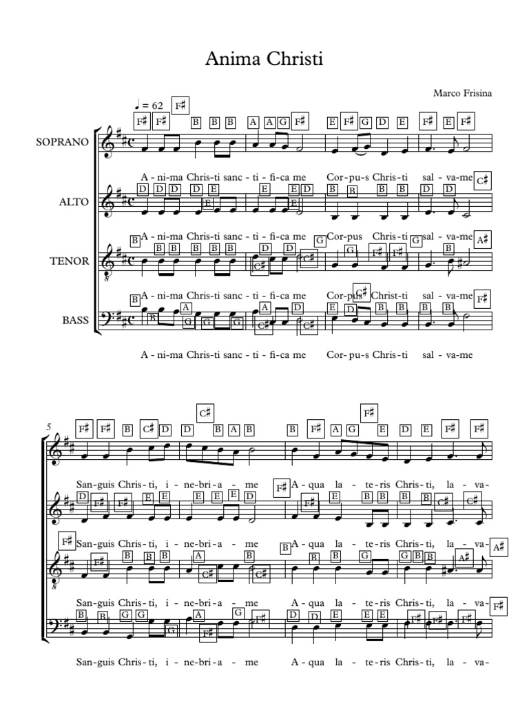 Anima Christi Frisina Notenames | PDF | Choral Music | Vocal Music