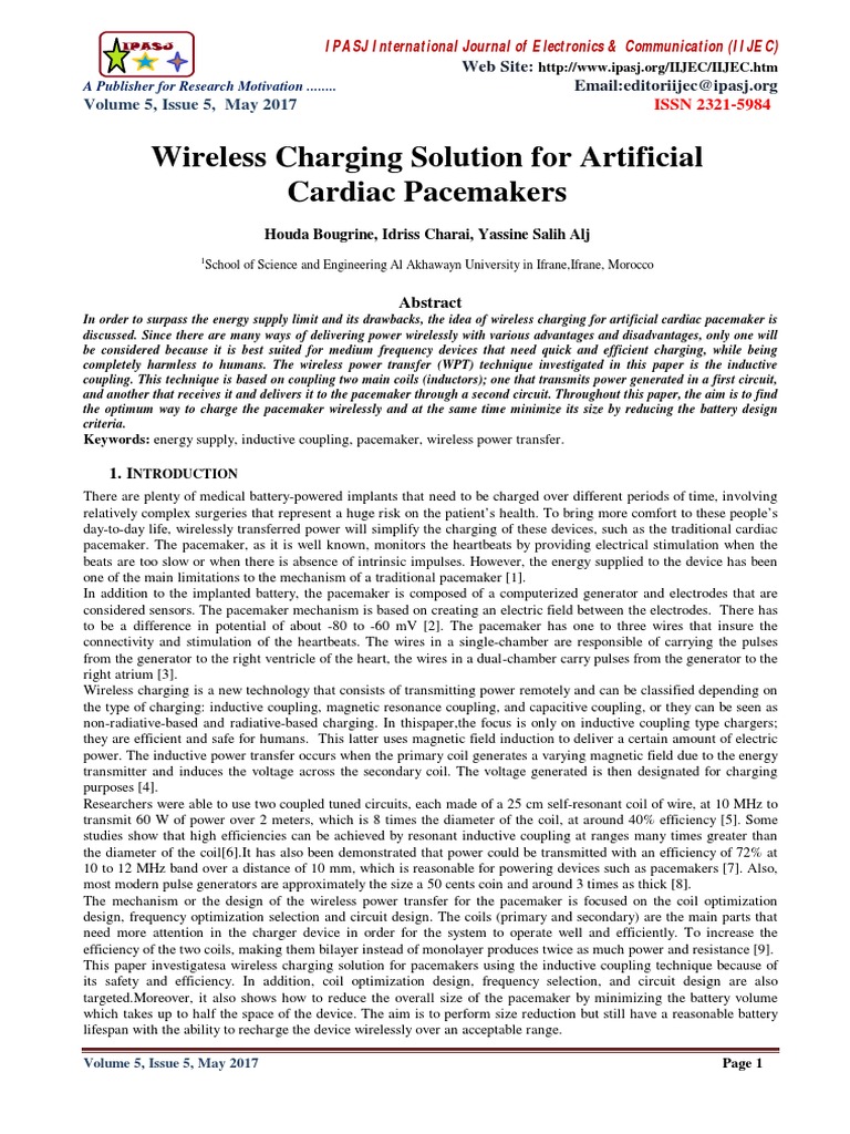 Wireless Charging for Pacemakers | PDF | Inductor | Artificial Cardiac ...