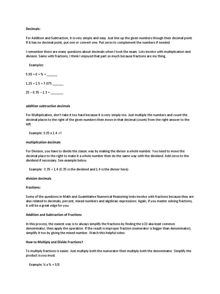 Review 7 - Numerical Reasoning and Problem Solving | Fraction ...