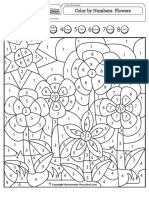 Color by Numbers Math Worksheets: Flowers