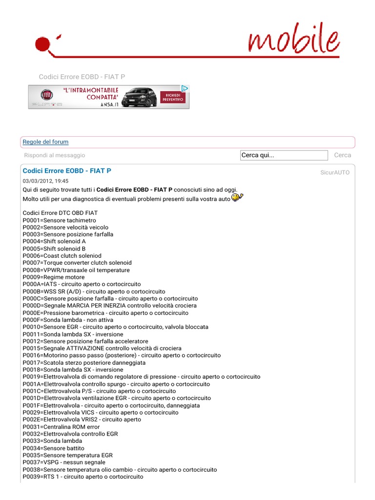 FIAT SPECIFIC ECU EOBD OBD DTC ERROR CODES LIST FULL visual data 6