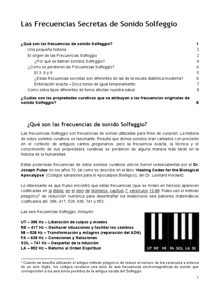 Las Frecuencias Secretas de Sonido Solfeggio | PDF | Escala (música ...