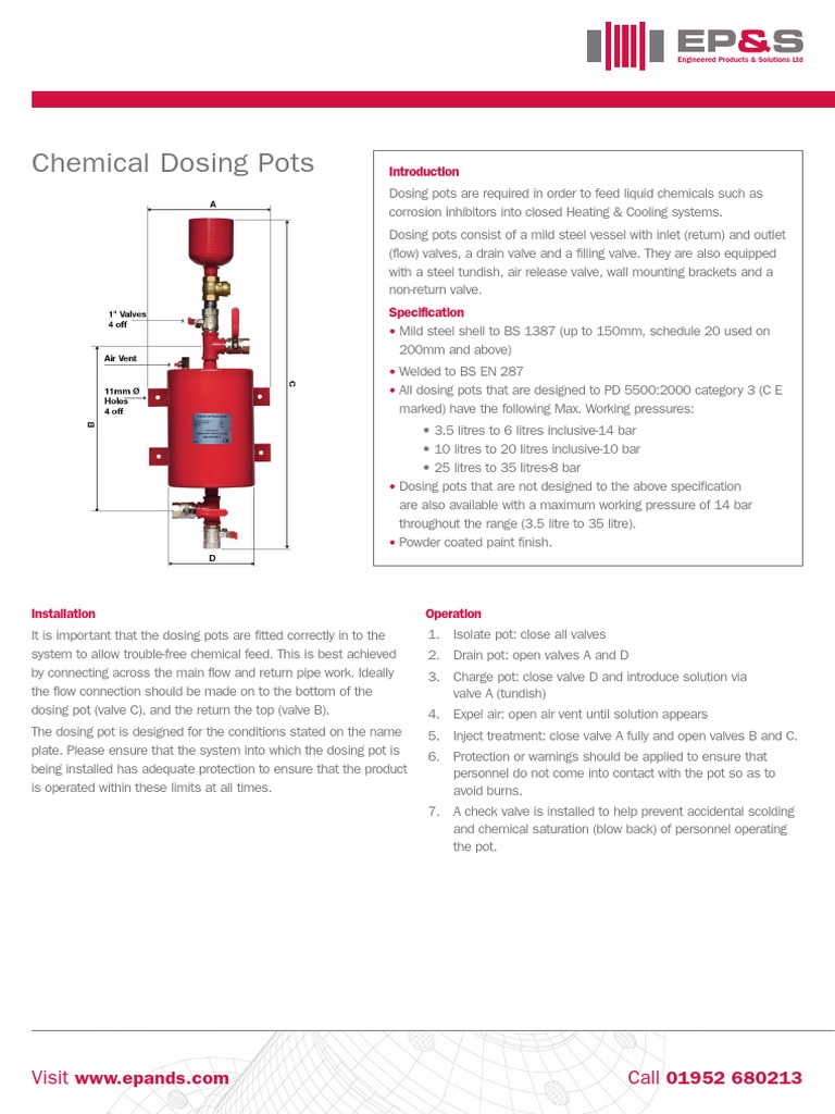 Chemical Dosing Pots Valve Cookware And Bakeware