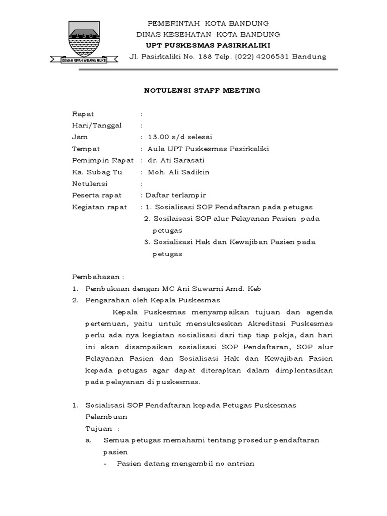 Contoh Notulen Hasil Sosialisasi