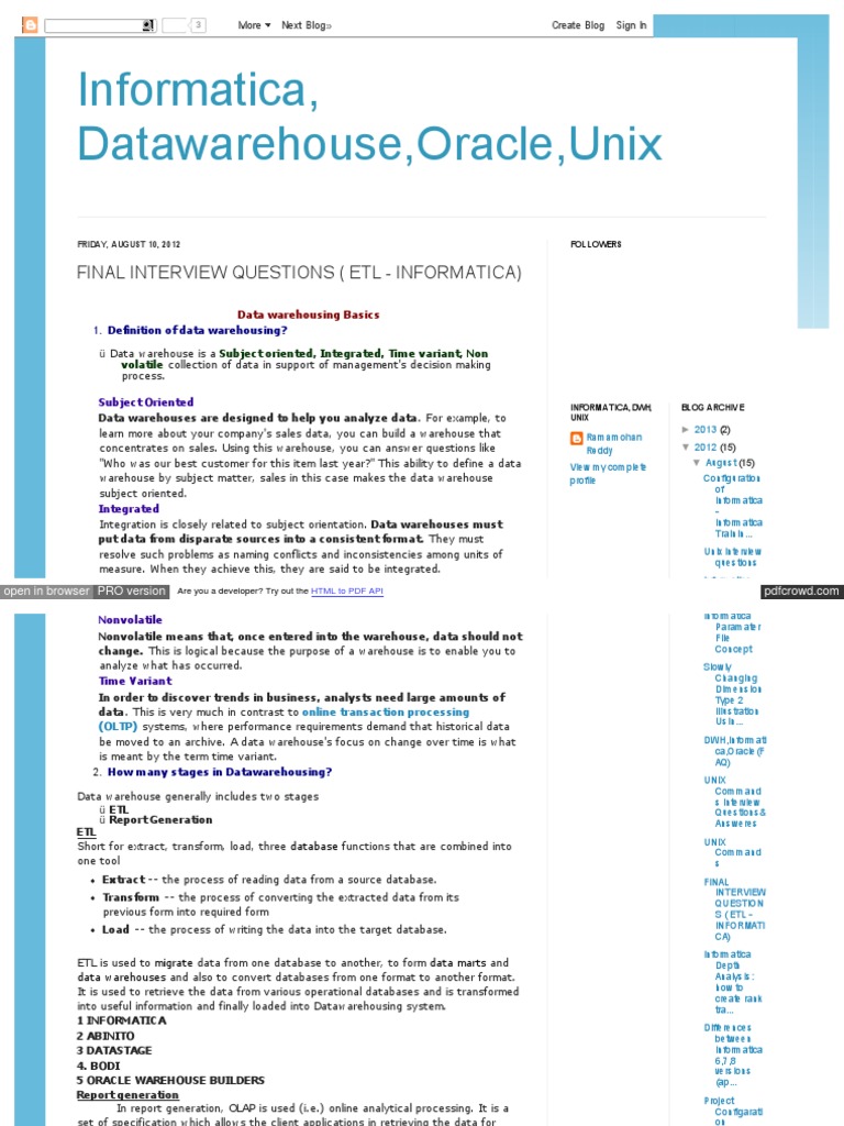 Informaticara Quest | PDF | Data Warehouse | Data Model