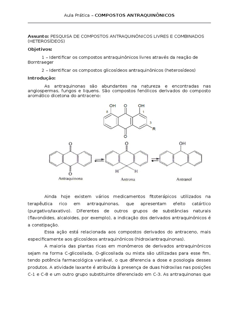 Identificação de Compostos Antraquinônicos Livres e Glicosídeos em