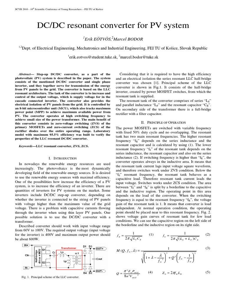 DC/DC Resonant Converter for PV Systems | PDF | Power Inverter | Capacitor