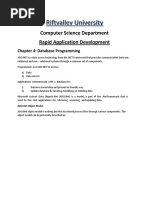 Computer Science Department Rapid Application Development: Chapter 4: Database Programming