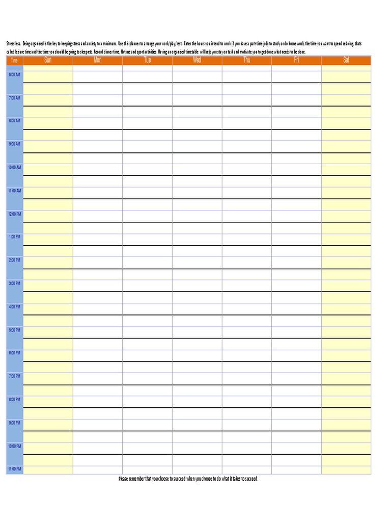 Blank Study Timetable | PDF | Psychology | Psychological Concepts