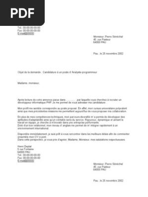 Exemple Lettre De Motivation Guichetier Banque