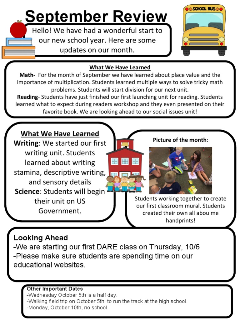 Monthly School Updates | PDF | Fraction (Mathematics) | Teaching ...