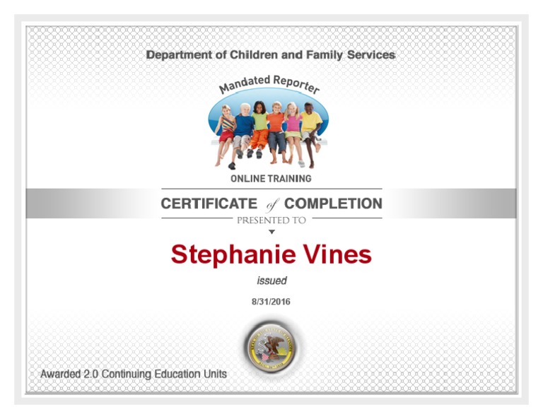 Dcfs Training Certificate PDF